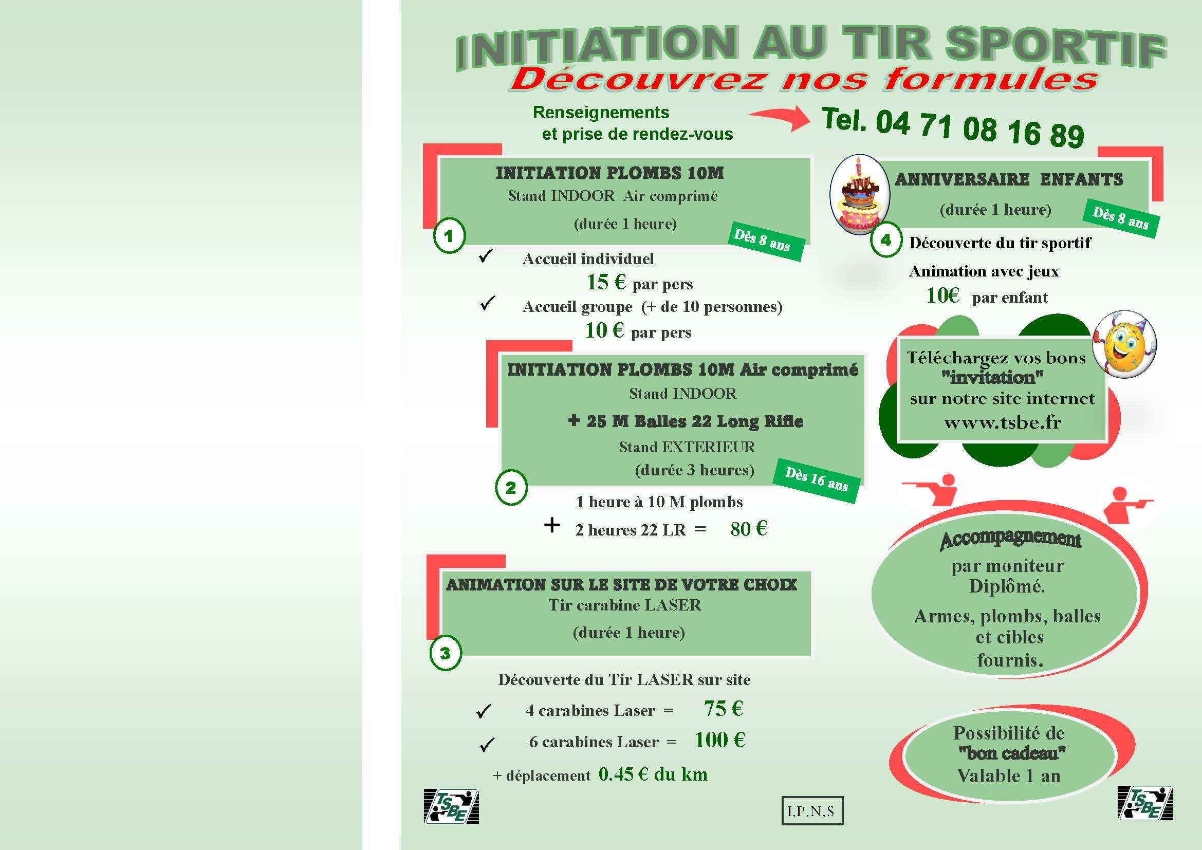 Initiation au tir tarifs - Initiation au tir