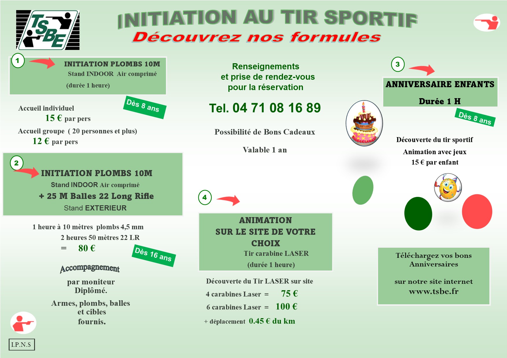 TARIFS PRESTATIONS 2024 - Initiation au tir